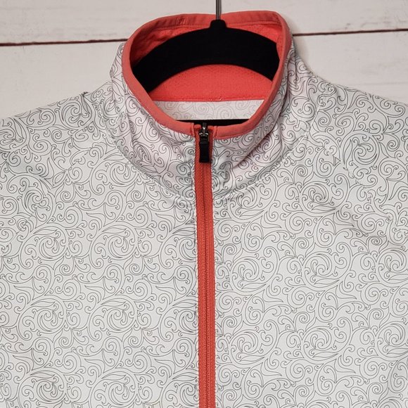 REI Scroll Paisley Pattern White and Orange Windbreaker - Picture 3 of 11